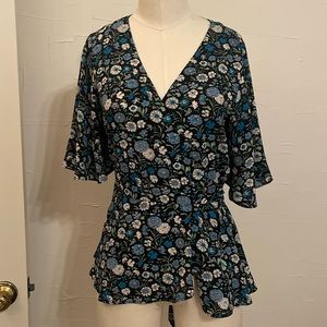 Floral Wrap Blouse
